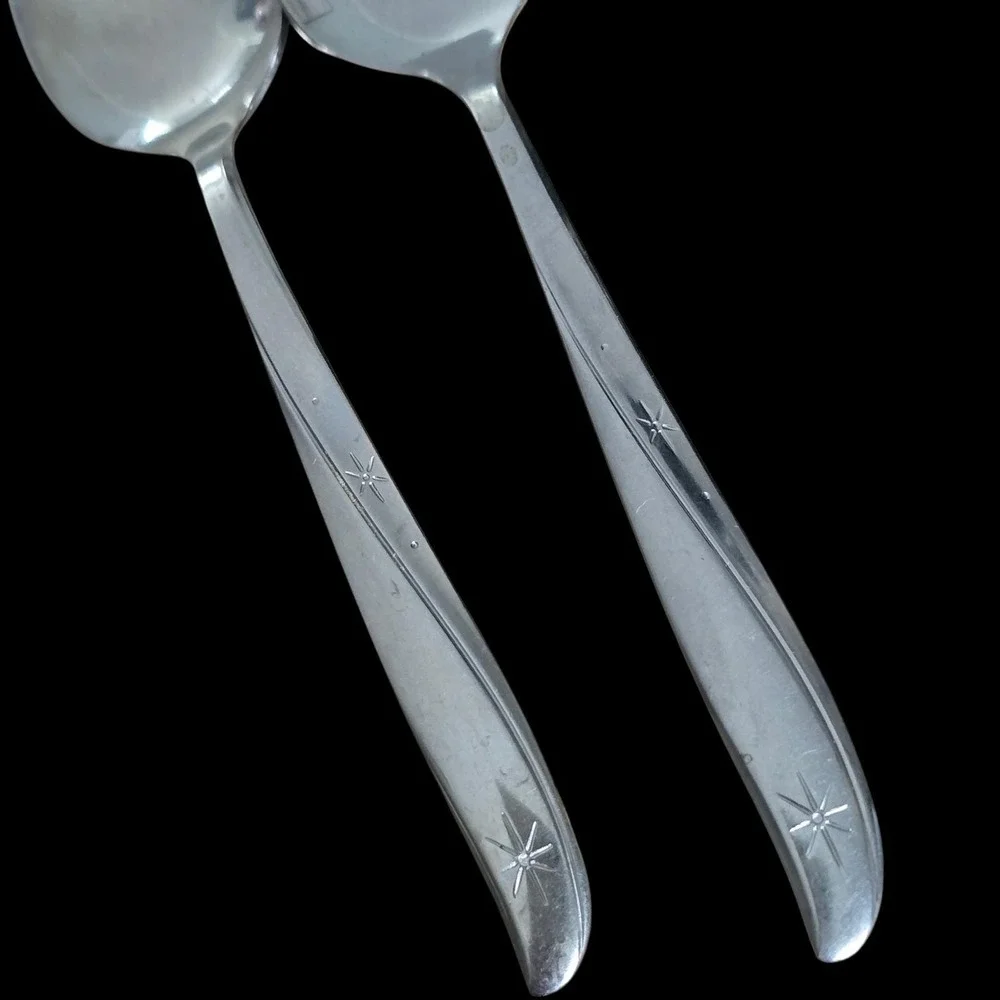 Oneida Community Stainless‎ Twin Star Teaspoons Set of 2 Mid Century 6 inch 1950